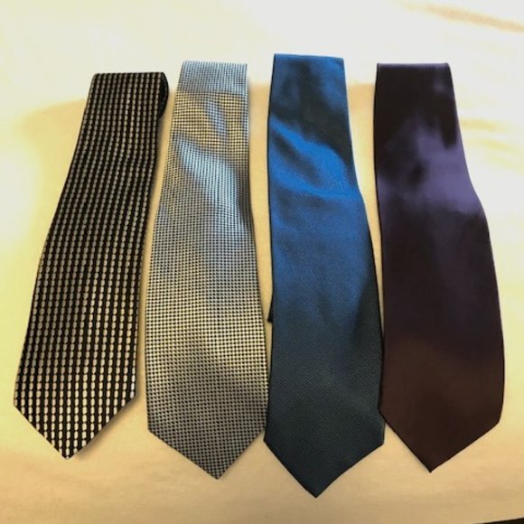Men's Tie Bundle set of 4 - Various Brands, 100% Silk, Excellent Used Condition - Picture 1 of 10